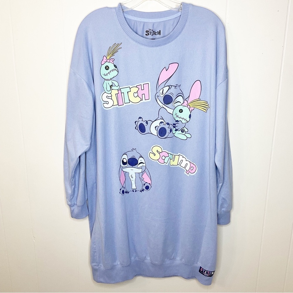Disney Stitch Long Sleeve Night Grown Size M 8-10 PJS